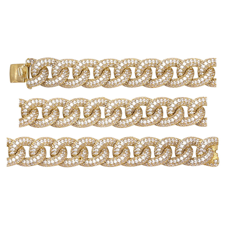 Solid gold curb bracelet, 21.05 g — shown in three rows across the frame.
