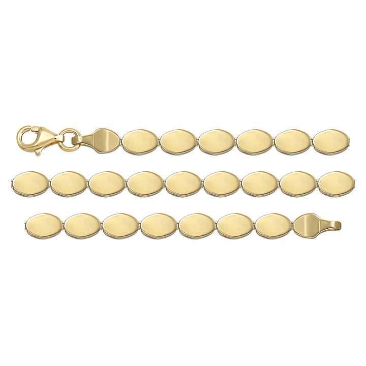 Solid gold id bracelet, 5.30 g — shown in three rows across the frame.