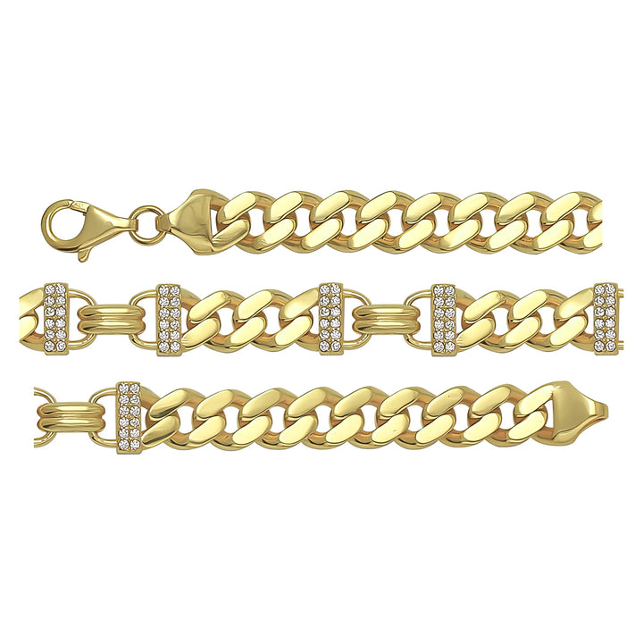 Solid gold curb bracelet, 13.05 g — shown in three rows across the frame.