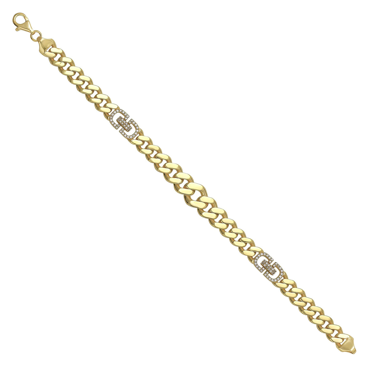 Solid gold curb bracelet, 13.85 g — shown at an angle across the frame.
