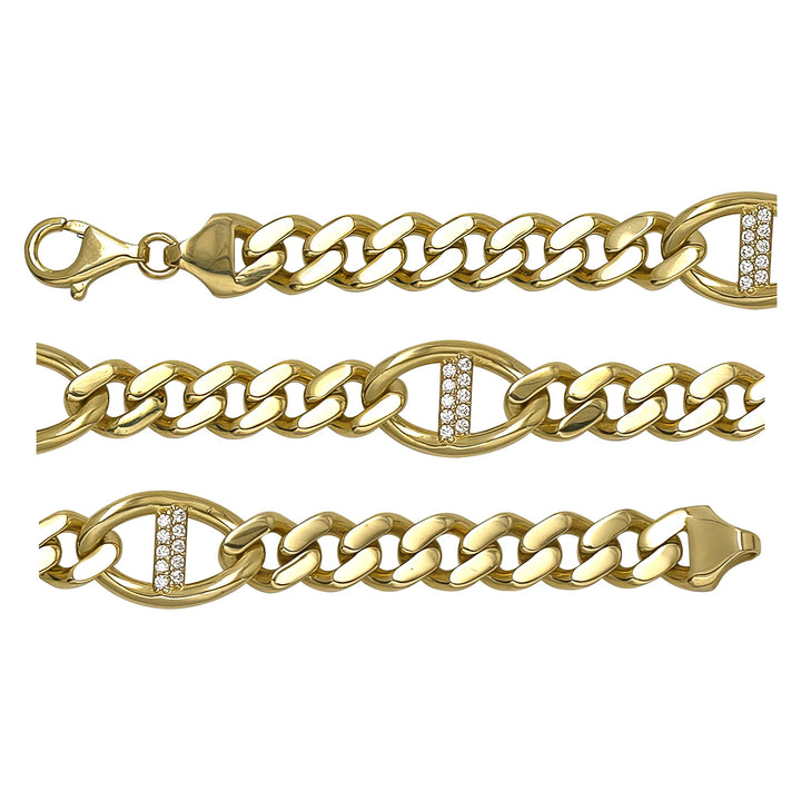 Solid gold curb bracelet, 12.50 g — shown in three rows across the frame.