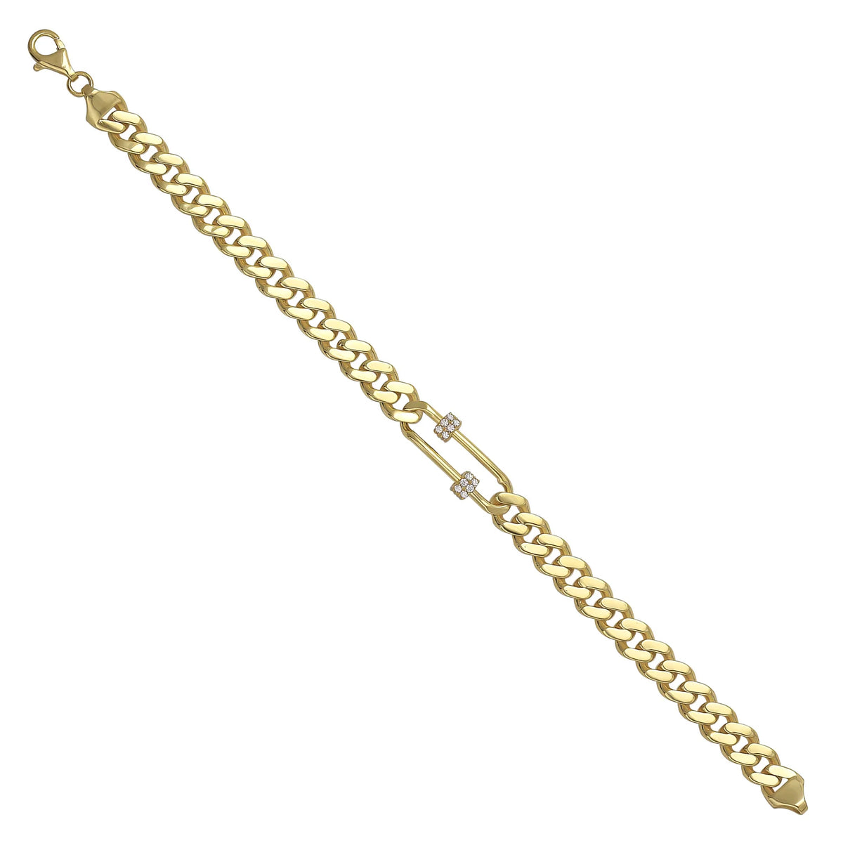 Solid gold curb bracelet, 11.10 g — shown at an angle across the frame.