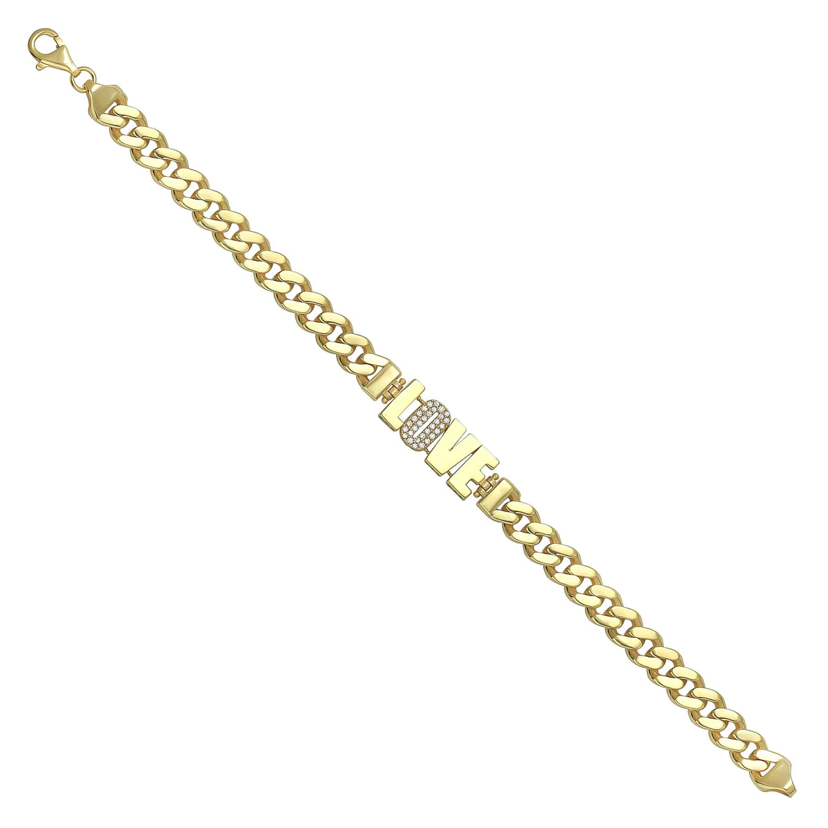 Solid gold curb bracelet, 12.45 g — shown at an angle across the frame.