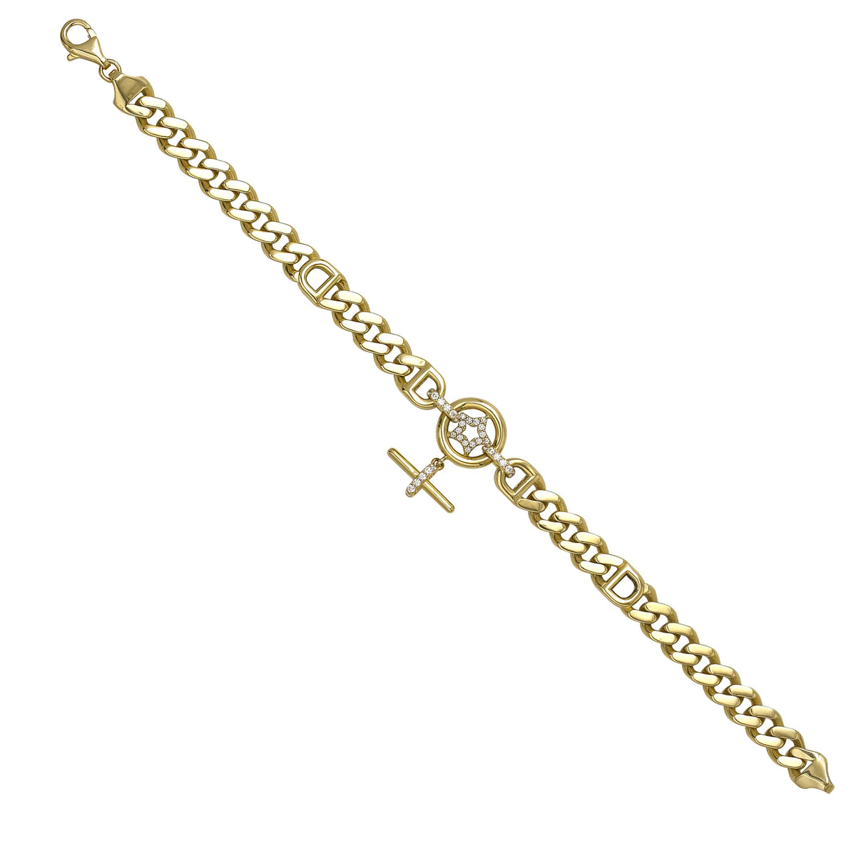 Solid gold curb bracelet, 13.55 g — shown at an angle across the frame.
