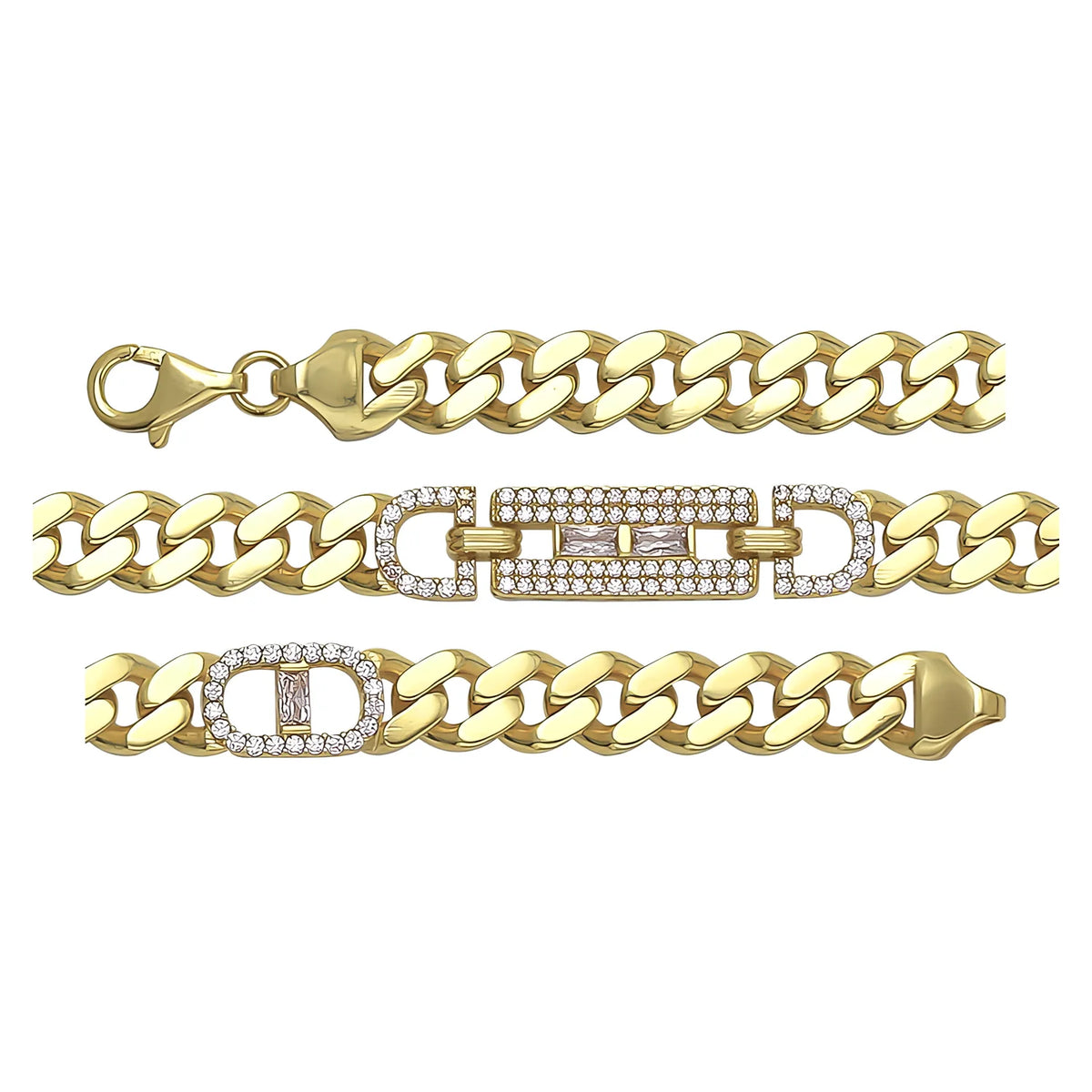Solid gold id bracelet, 11.40 g — shown in three rows across the frame.