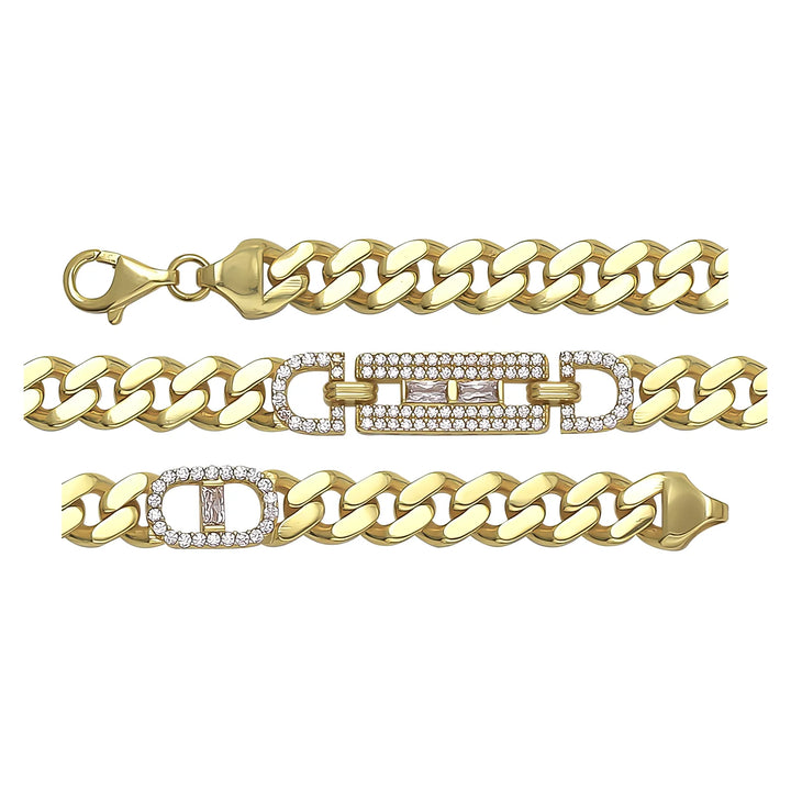 Solid gold id bracelet, 11.40 g — shown in three rows across the frame.