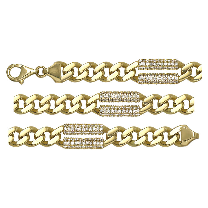 Solid gold curb bracelet, 12.20 g — shown in three rows across the frame.