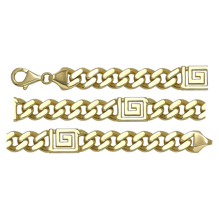 Solid gold curb bracelet, 13.25 g — shown in three rows across the frame.