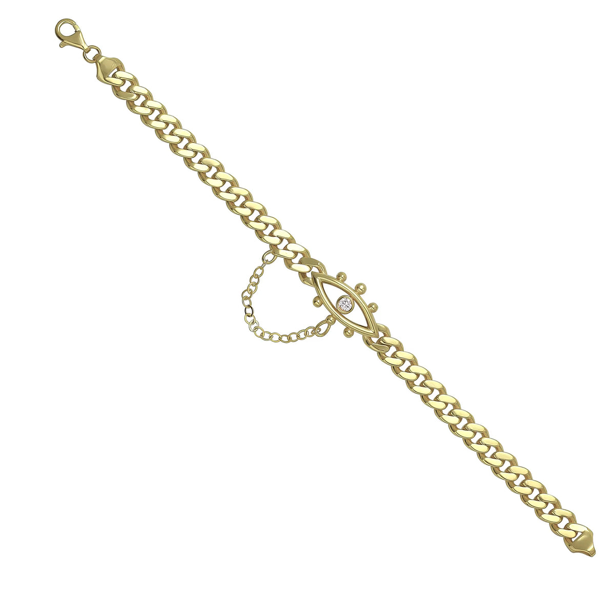 Solid gold curb bracelet, 12.10 g — shown at an angle across the frame.