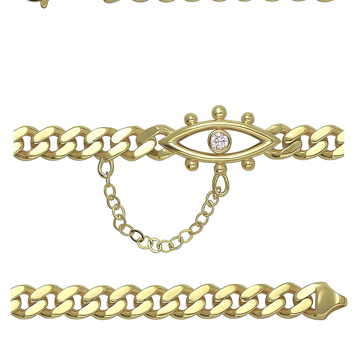 Solid gold curb bracelet, 12.10 g — shown in three rows across the frame.