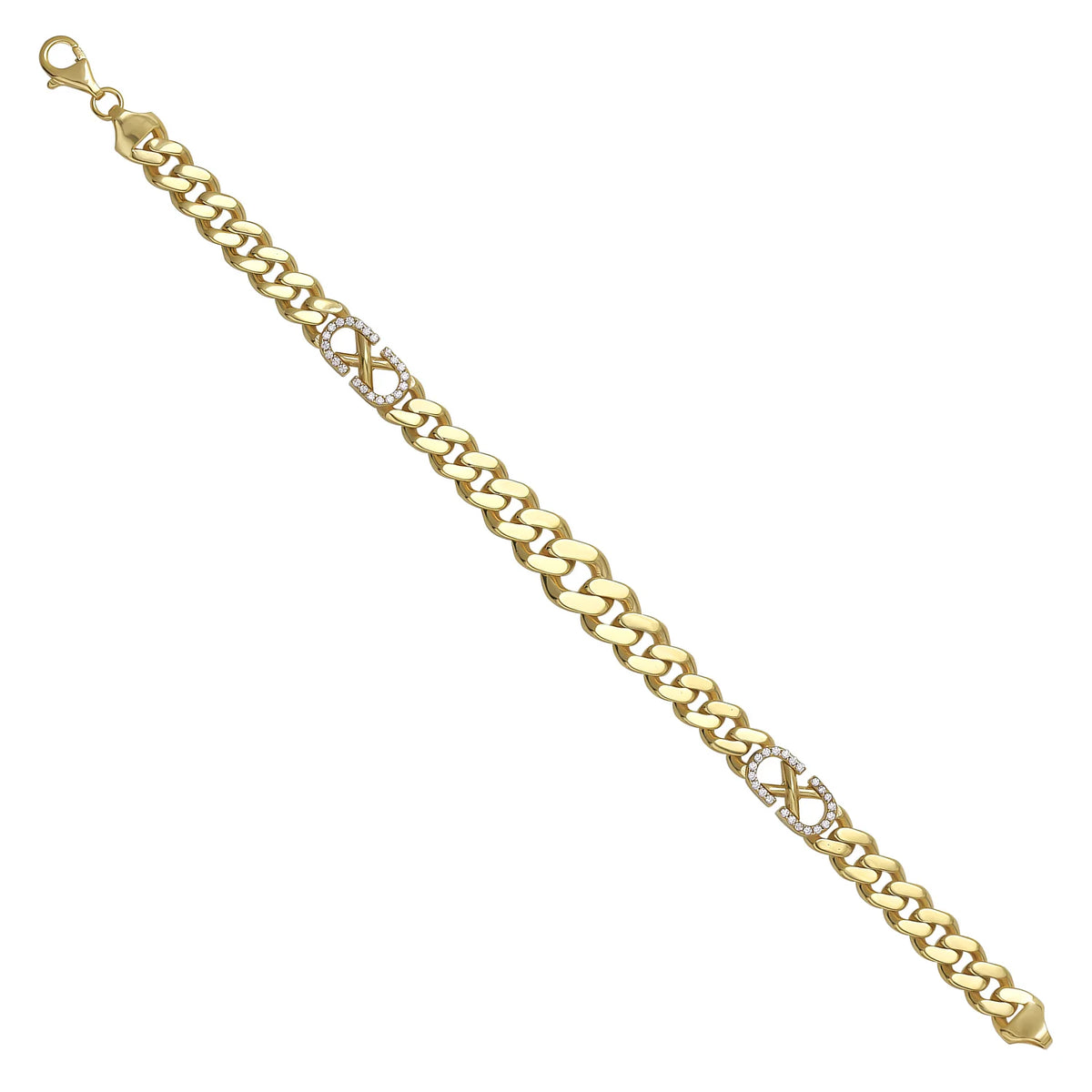 Solid gold curb bracelet, 13.60 g — shown at an angle across the frame.