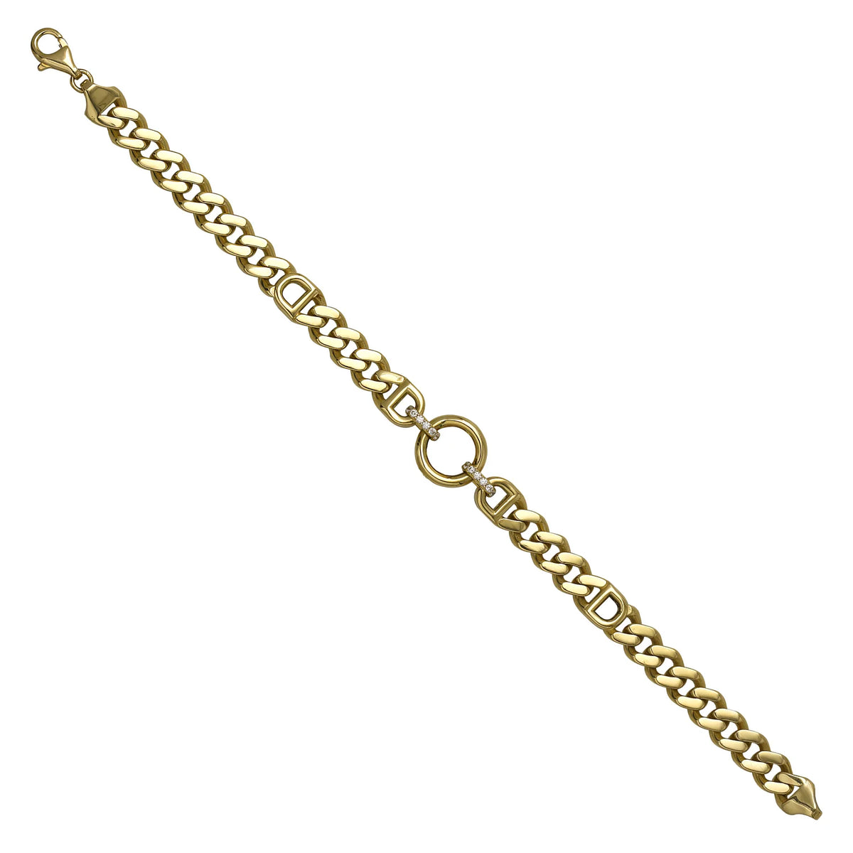 Solid gold curb bracelet, 13.22 g — shown at an angle across the frame.