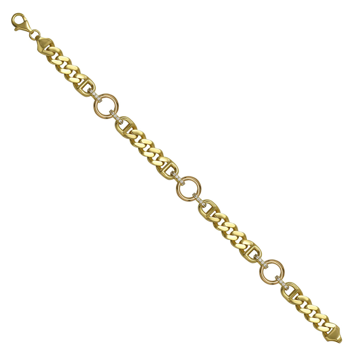 Solid gold curb bracelet, 15.74 g — shown at an angle across the frame.