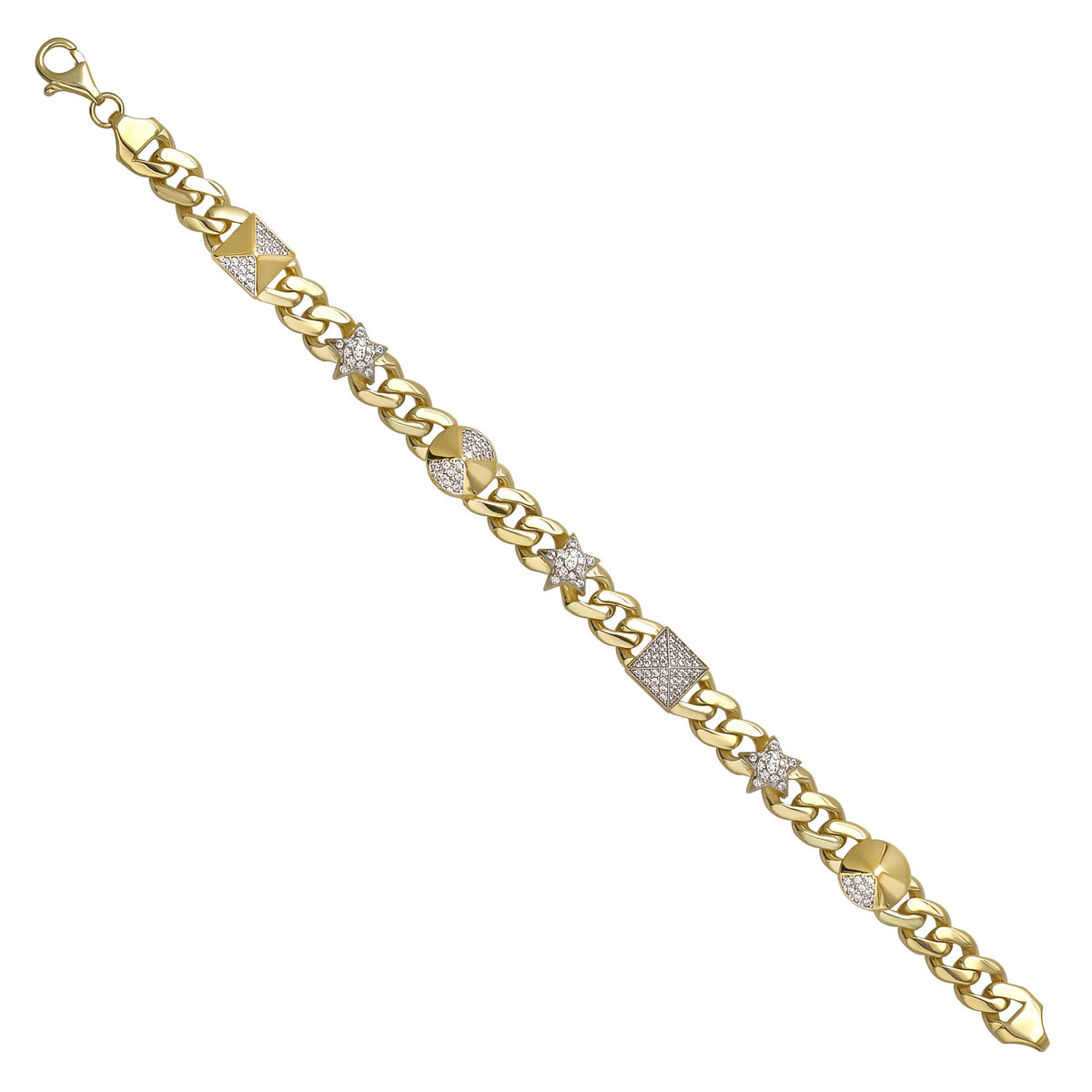 Solid gold curb bracelet, 11.05 g — shown at an angle across the frame.