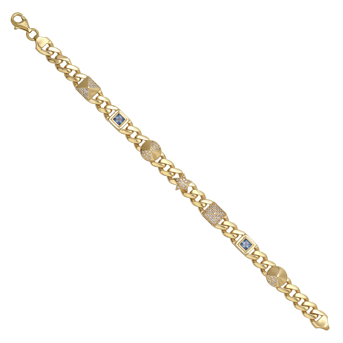 Solid gold curb bracelet, 11.45 g — shown at an angle across the frame.