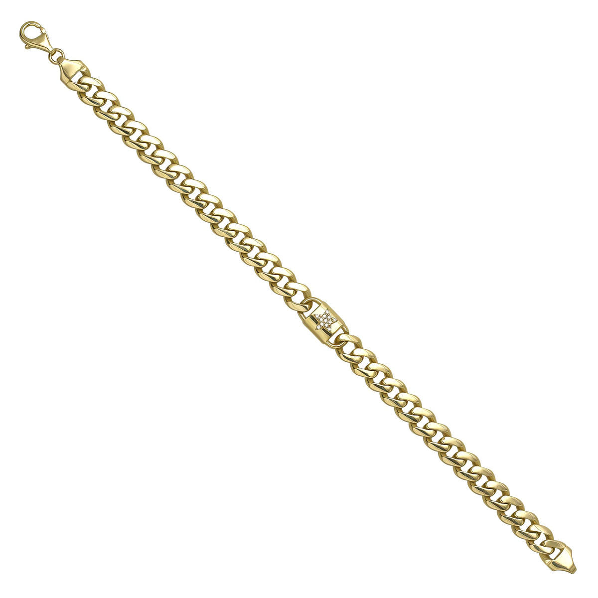 Solid gold curb bracelet, 11.44 g — shown at an angle across the frame.