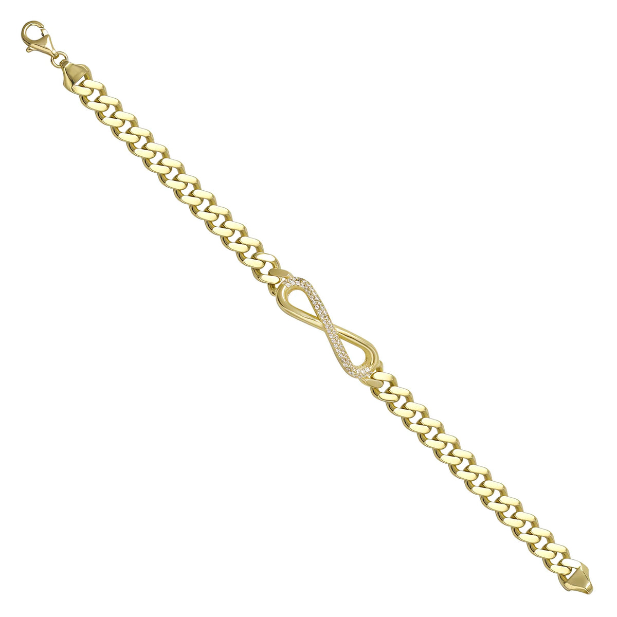 Solid gold fancy link bracelet, 12.13 g — shown at an angle across the frame.