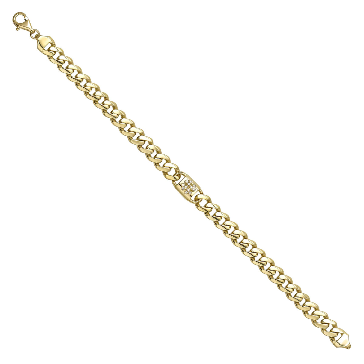 Solid gold curb bracelet, 8.26 g — shown at an angle across the frame.