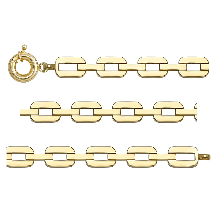 Solid gold fancy link bracelet, 12.20 g — shown in three rows across the frame.