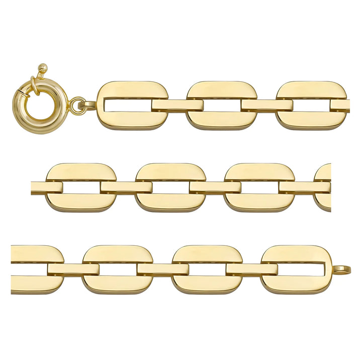 Solid gold fancy link bracelet, 7.80 g — shown in three rows across the frame.