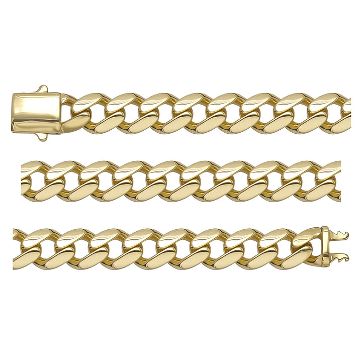 Solid gold curb bracelet, 16.46 g — shown in three rows across the frame.