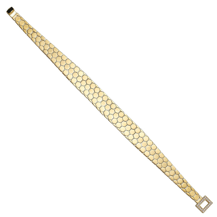 Solid gold honeycomb bracelet, 11.08 g — shown at an angle across the frame.
