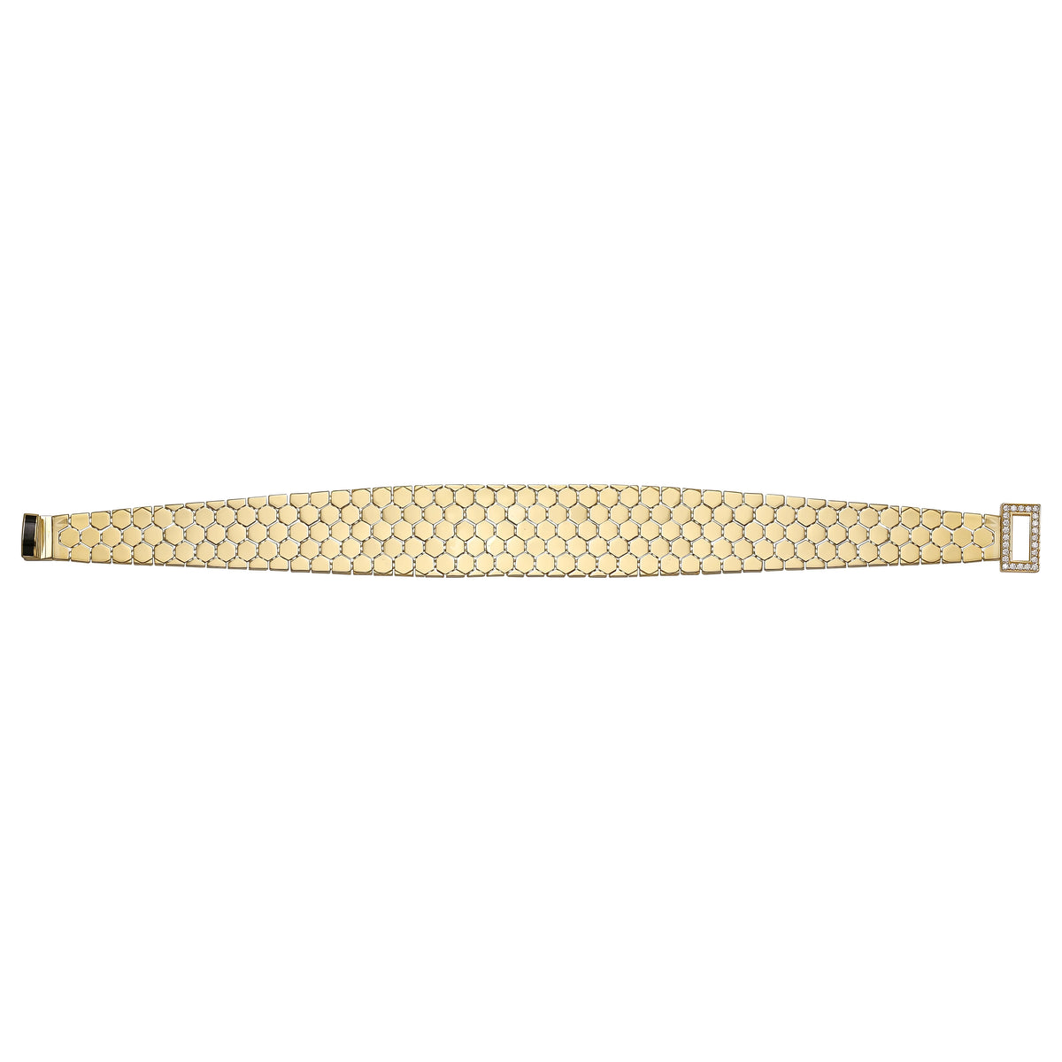 Solid gold honeycomb bracelet, 19.58 g — shown square on a plain background.