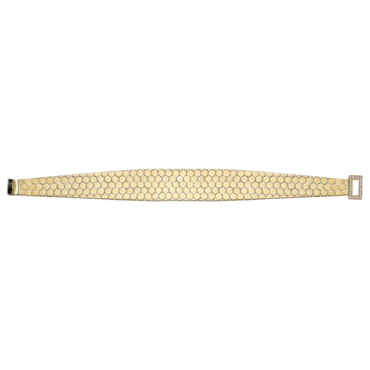 Solid gold honeycomb bracelet, 19.58 g — shown square on a plain background.