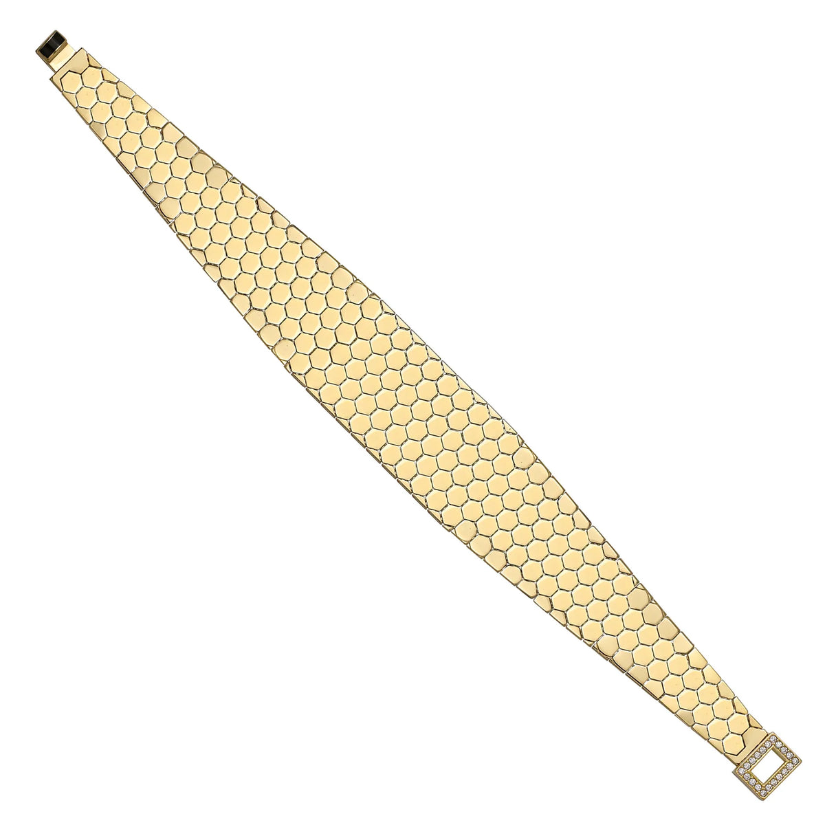 Solid gold honeycomb bracelet, 20.00 g — shown at an angle across the frame.