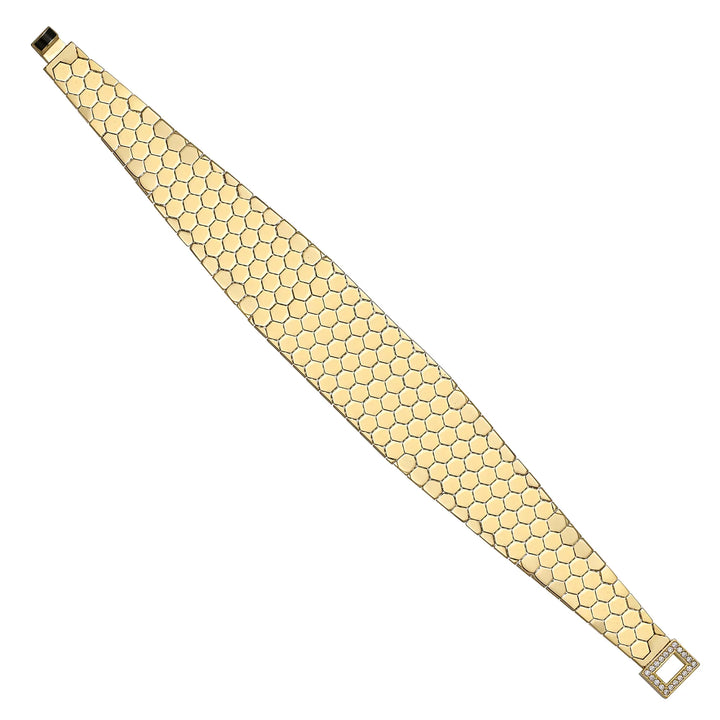 Solid gold honeycomb bracelet, 20.00 g — shown at an angle across the frame.