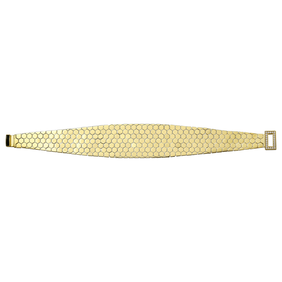 Solid gold honeycomb bracelet, 25.15 g — shown square on a plain background.