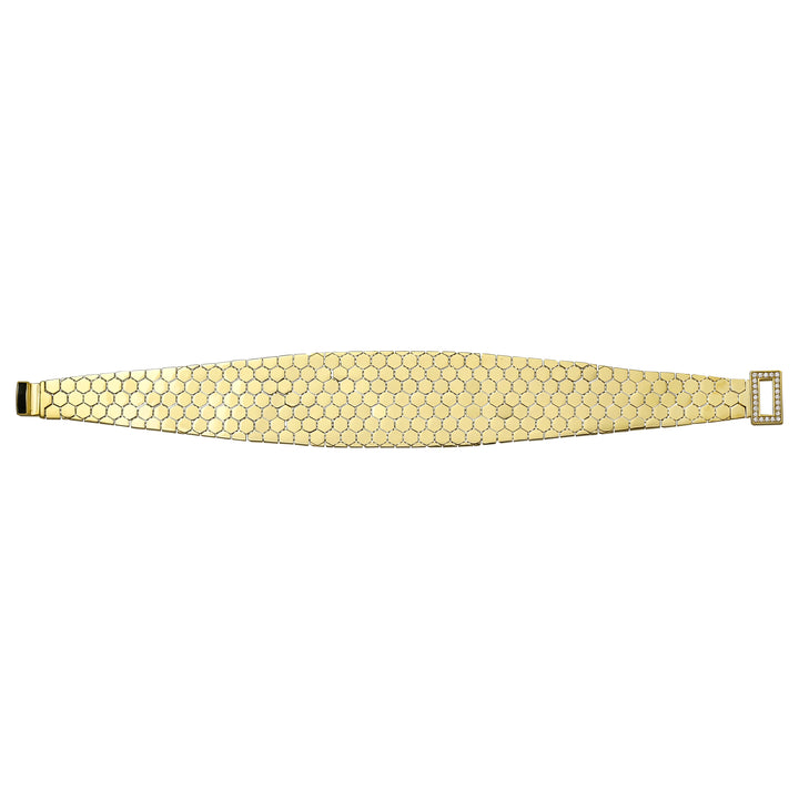 Solid gold honeycomb bracelet, 25.15 g — shown square on a plain background.
