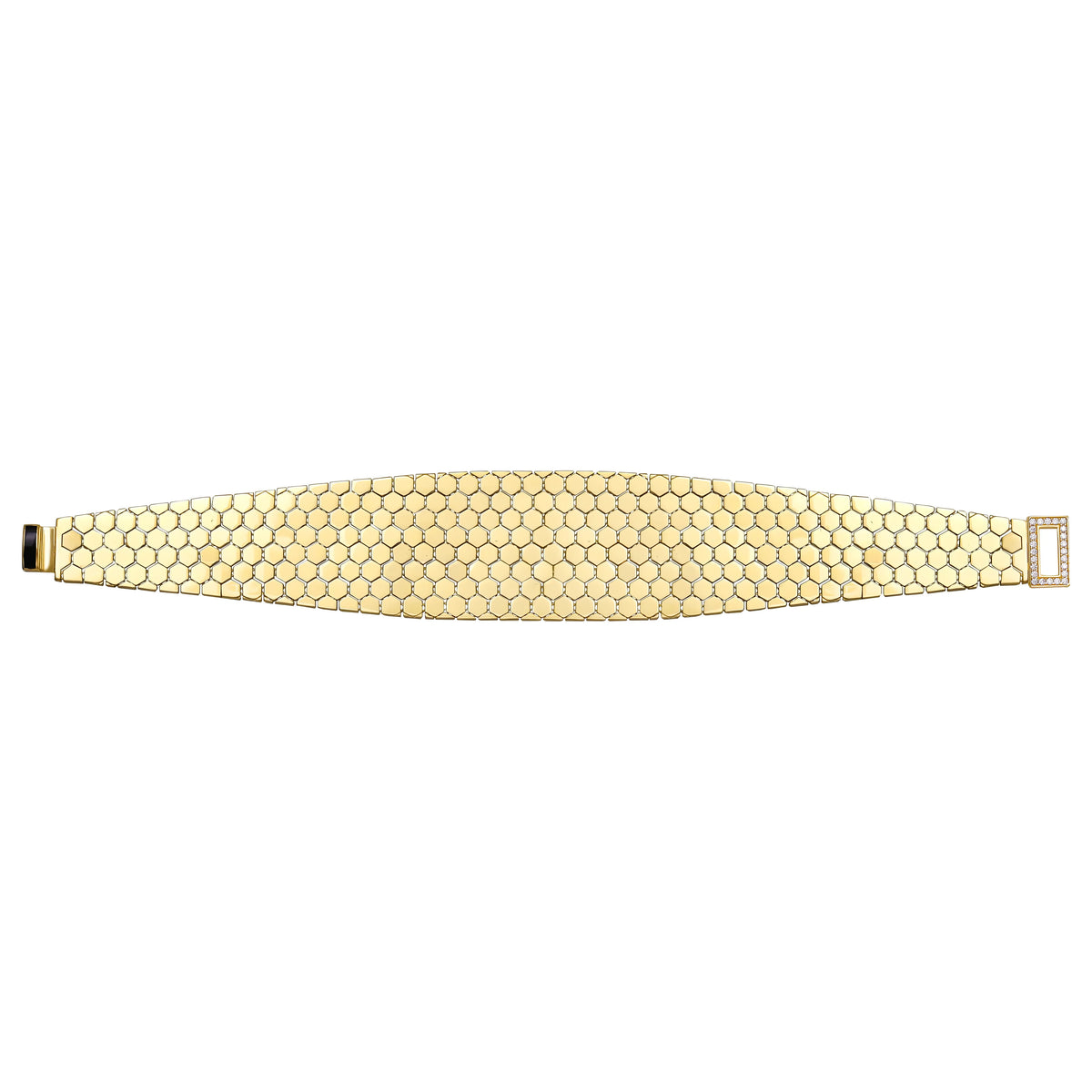 Solid gold honeycomb bracelet, 26.25 g — shown square on a plain background.