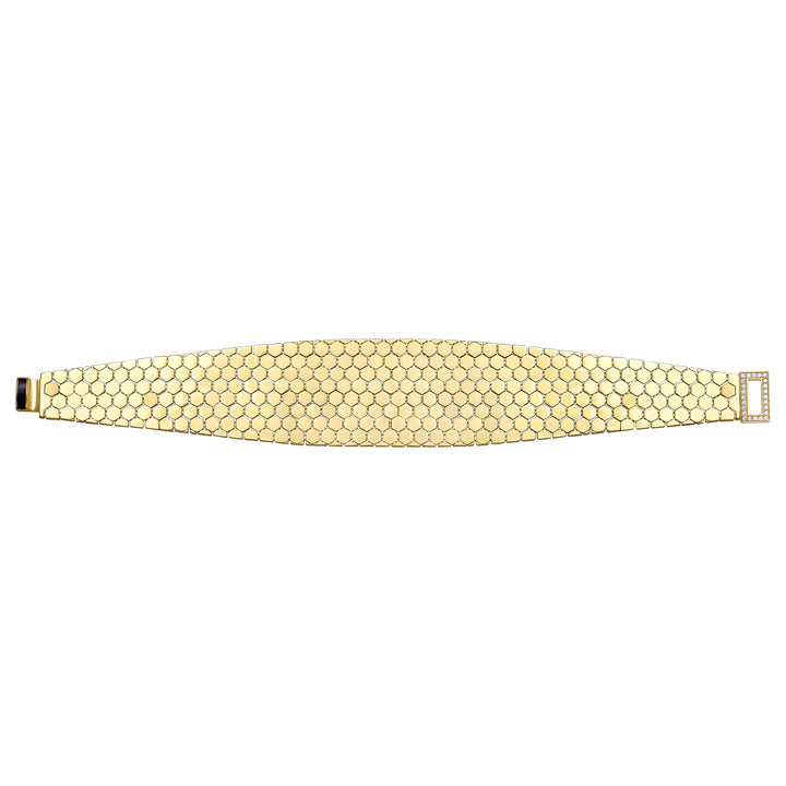 Solid gold honeycomb bracelet, 26.25 g — shown square on a plain background.