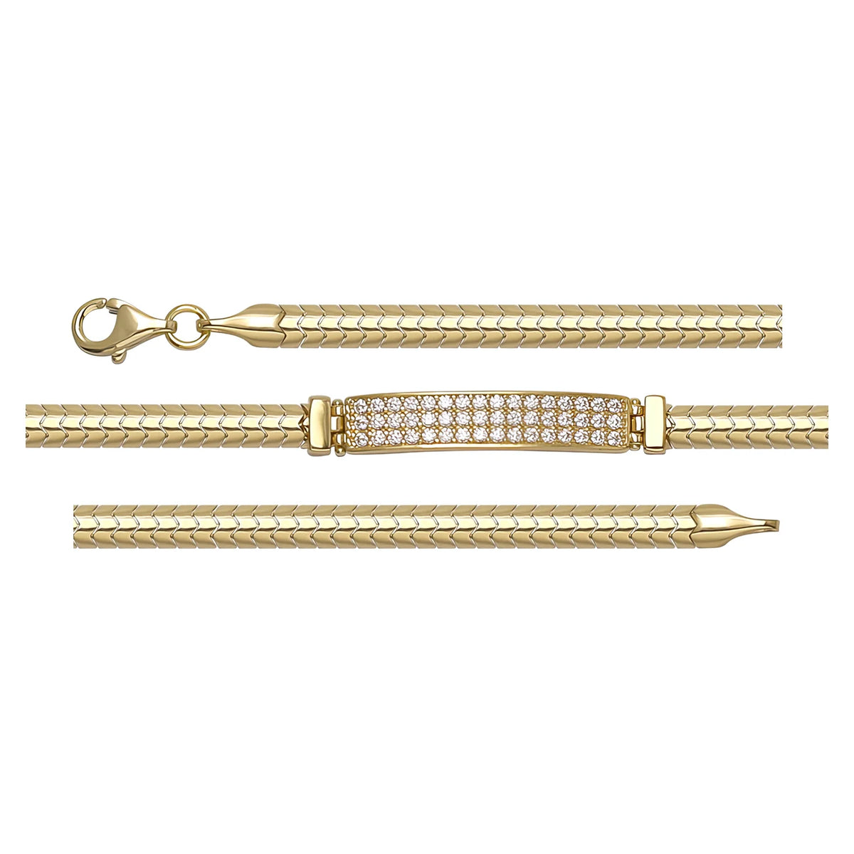 Solid gold id bracelet, 7.64 g — shown in three rows across the frame.