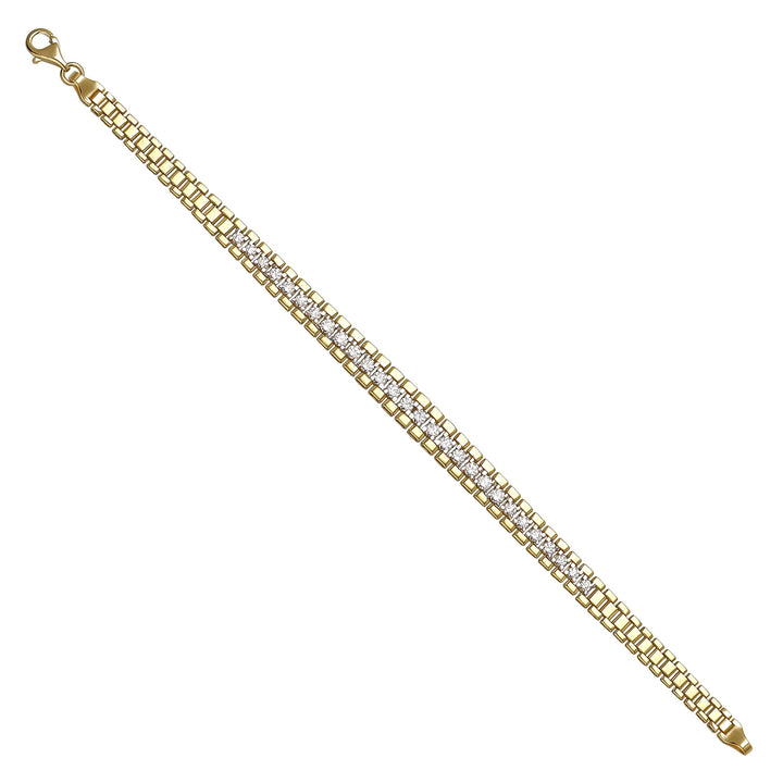 Solid gold brick link bracelet, 14.38 g — shown at an angle across the frame.