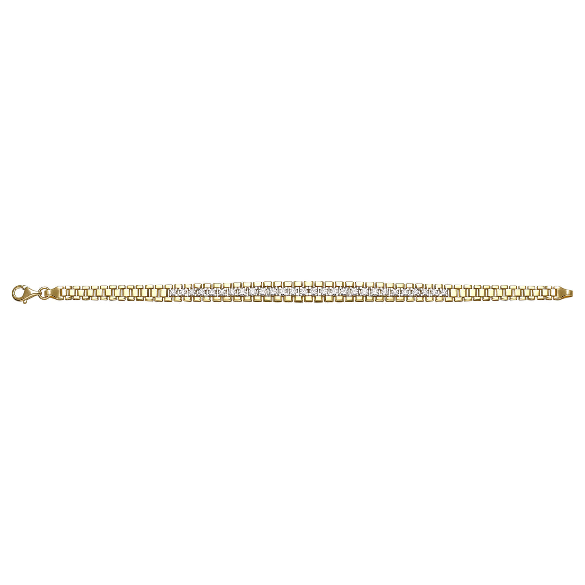 Solid gold brick link bracelet, 14.38 g — shown square on a plain background.