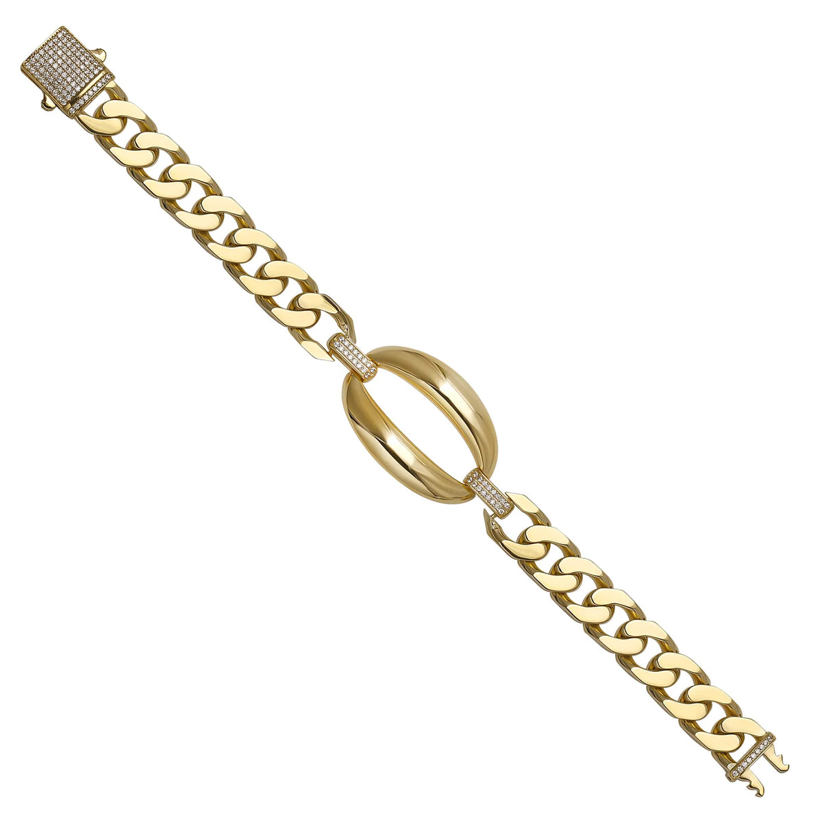 Solid gold curb bracelet, 17.00 g — shown at an angle across the frame.