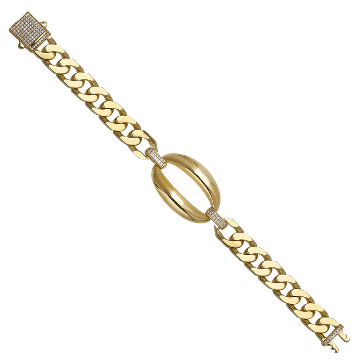 Solid gold curb bracelet, 17.00 g — shown at an angle across the frame.
