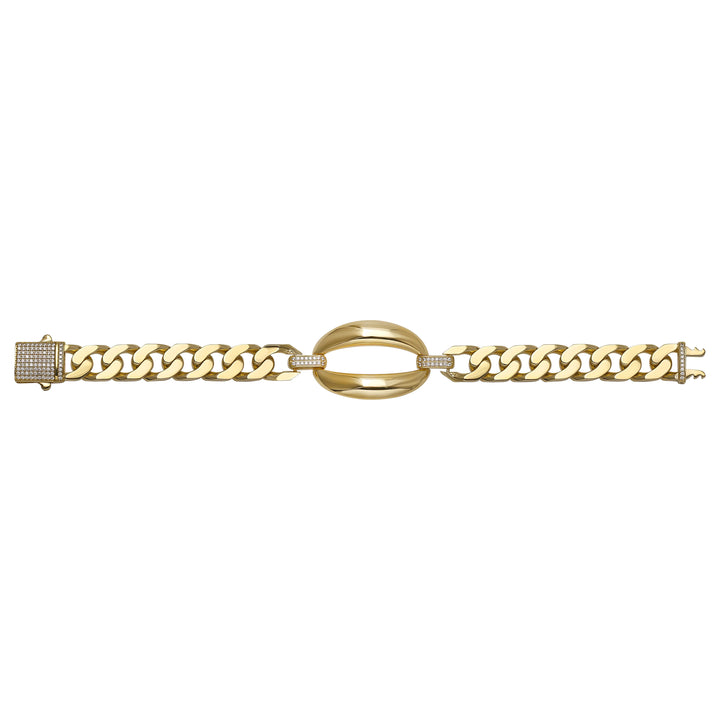 Solid gold curb bracelet, 17.00 g — shown square on a plain background.