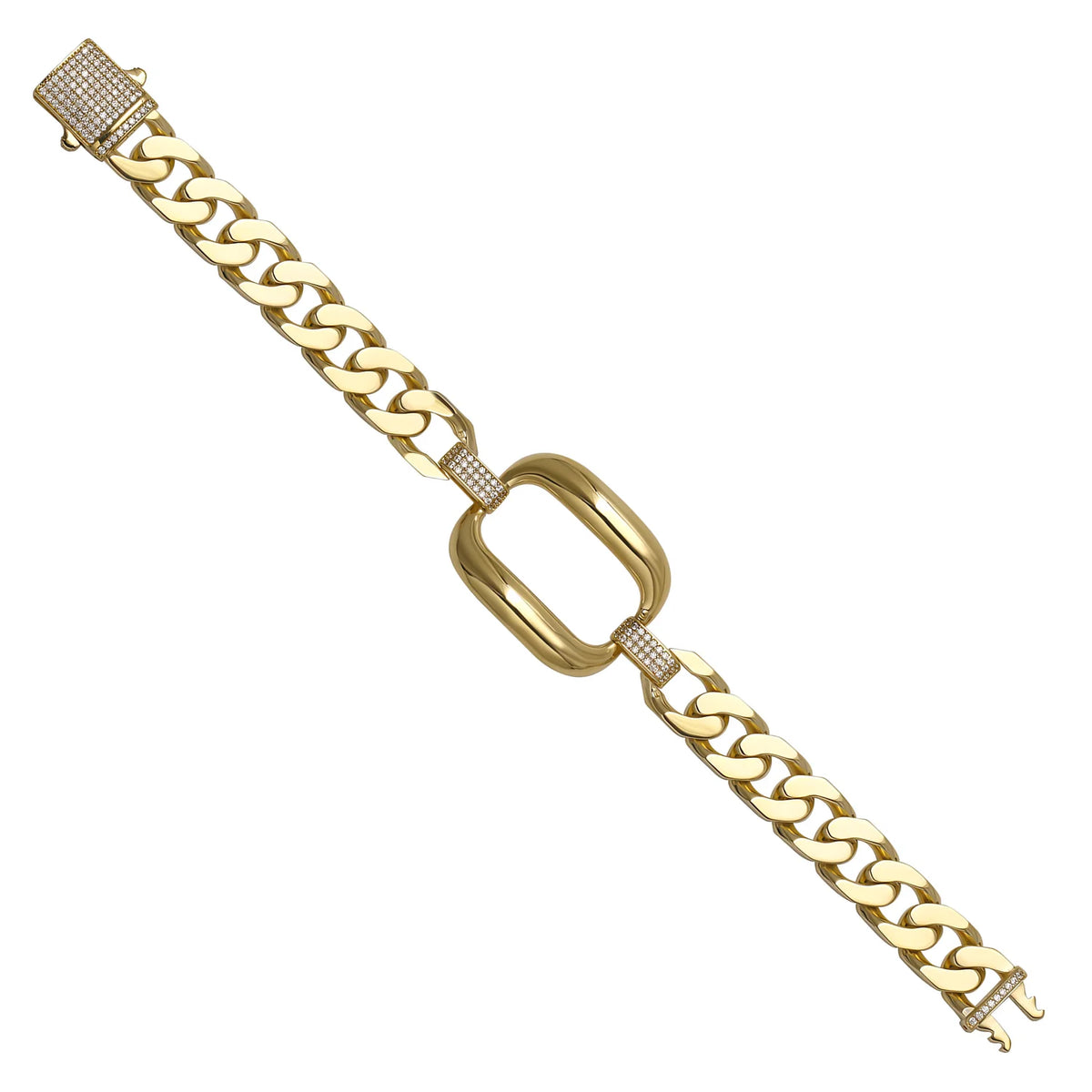 Solid gold curb bracelet, 21.69 g — shown at an angle across the frame.