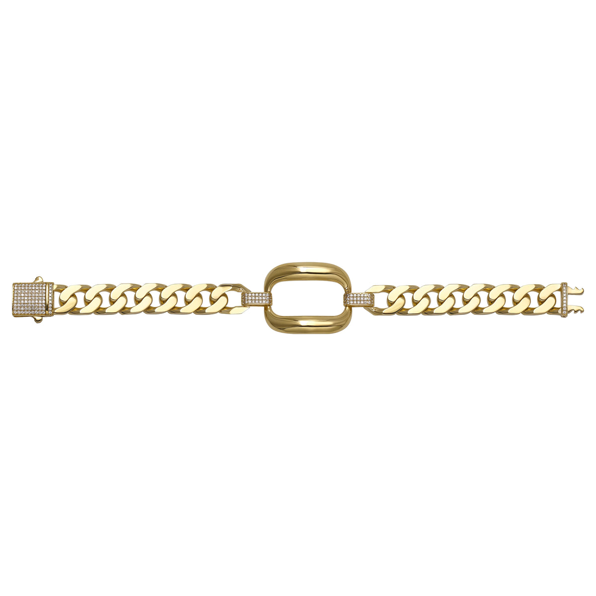 Solid gold curb bracelet, 21.69 g — shown square on a plain background.