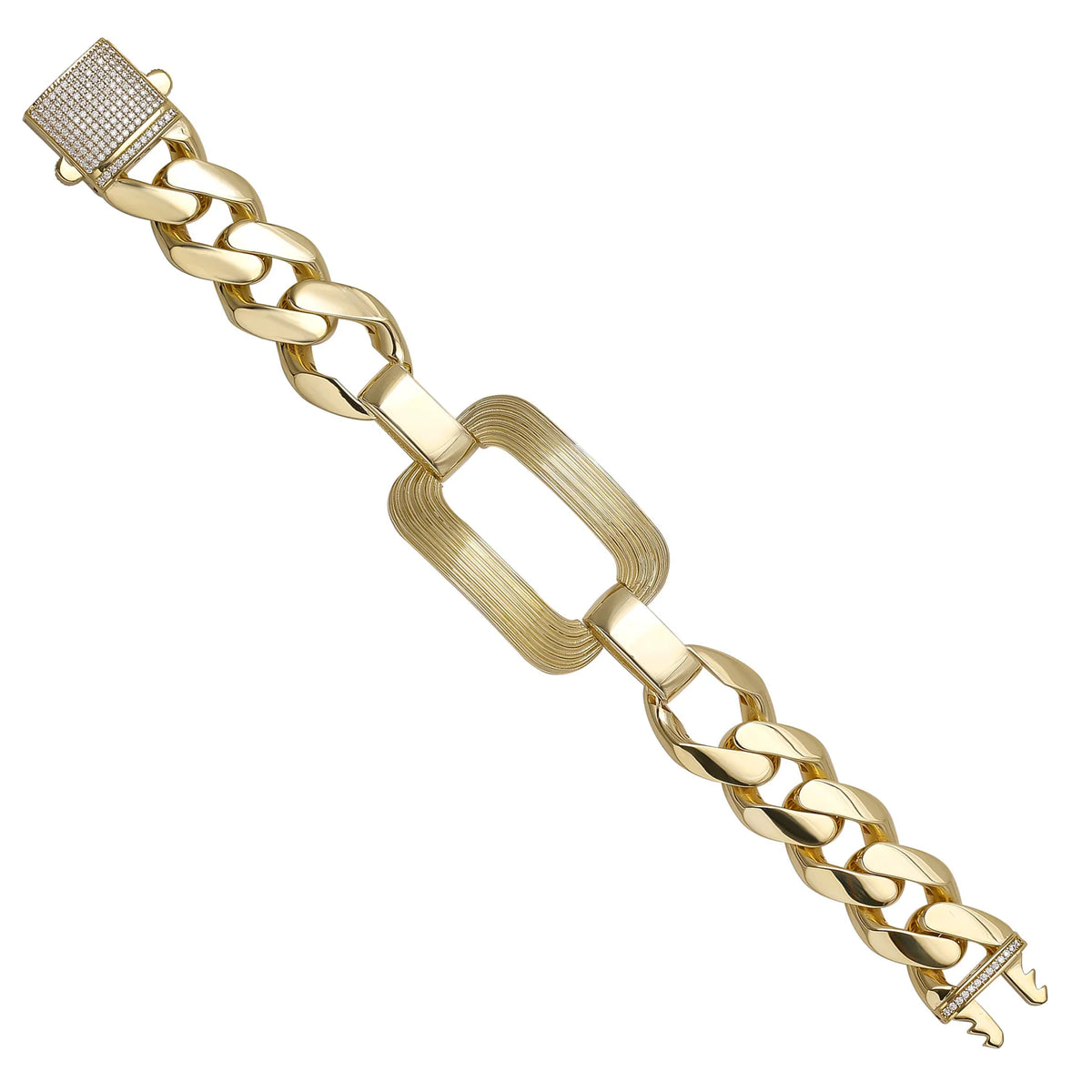 Solid gold curb bracelet, 35.22 g — shown at an angle across the frame.