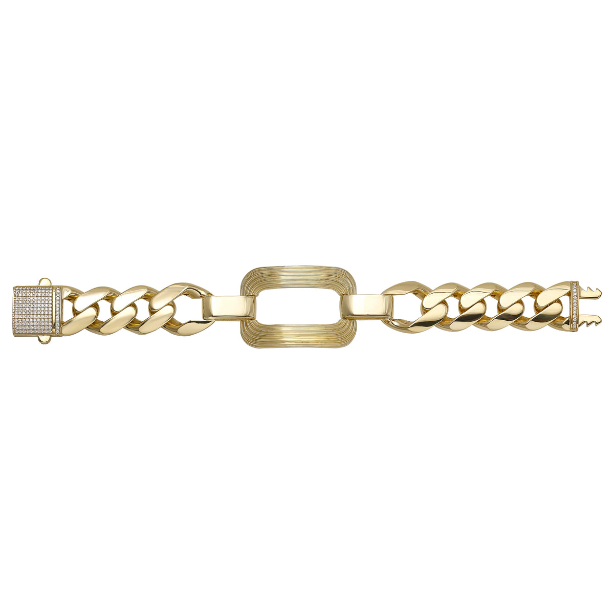 Solid gold curb bracelet, 35.22 g — shown square on a plain background.