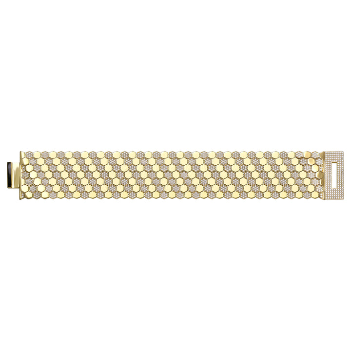 Solid gold honeycomb bracelet, 89.15 g — shown square on a plain background.