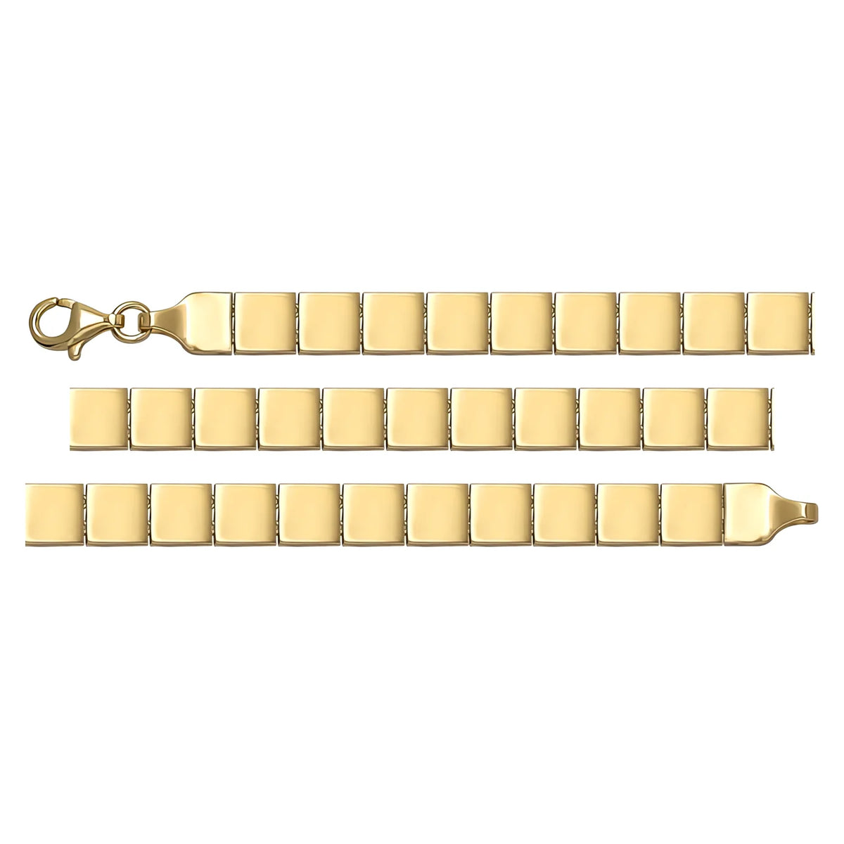 Solid gold id bracelet, 8.20 g — shown in three rows across the frame.