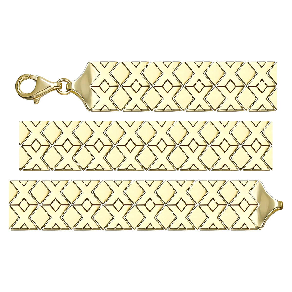 Solid gold braided bracelet, 17.65 g — shown in three rows across the frame.