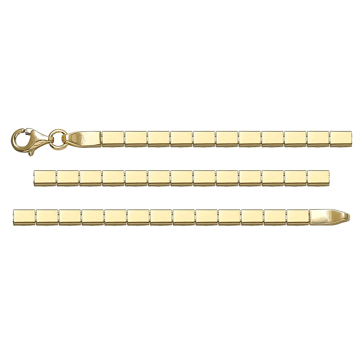 Solid gold id bracelet, 4.55 g — shown in three rows across the frame.