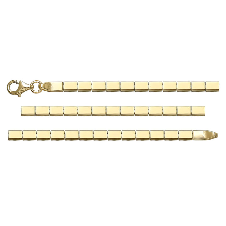 Solid gold id bracelet, 4.55 g — shown in three rows across the frame.