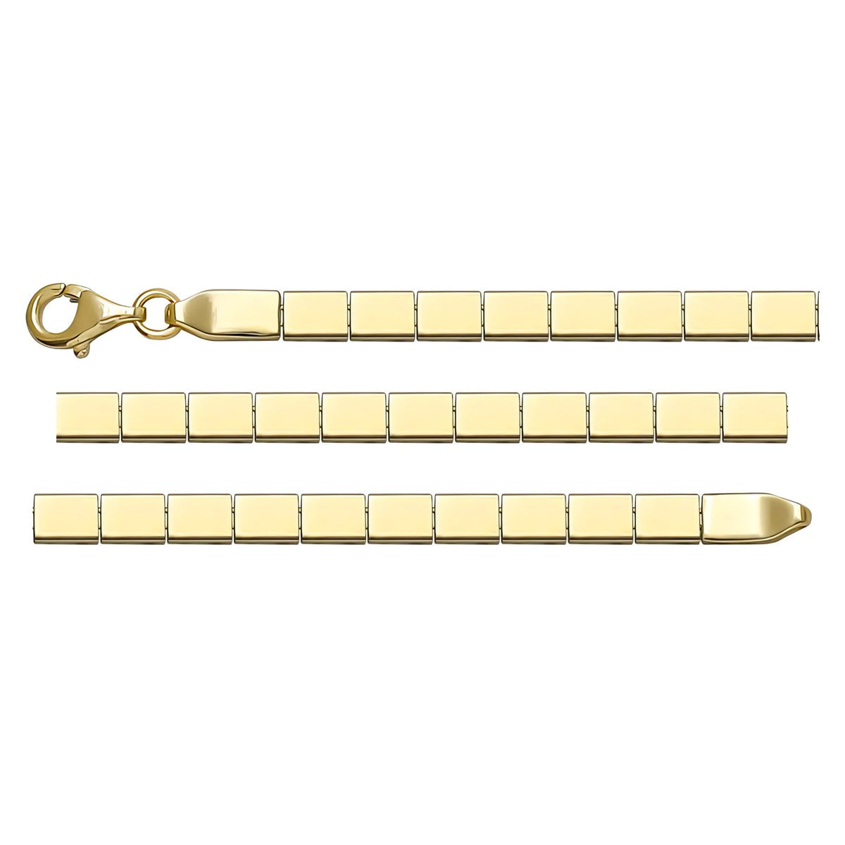 Solid gold id bracelet, 5.30 g — shown in three rows across the frame.